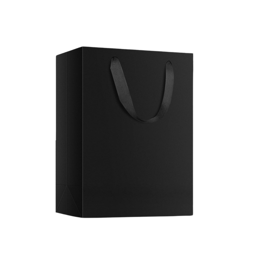 Black paper bag with cotton handles