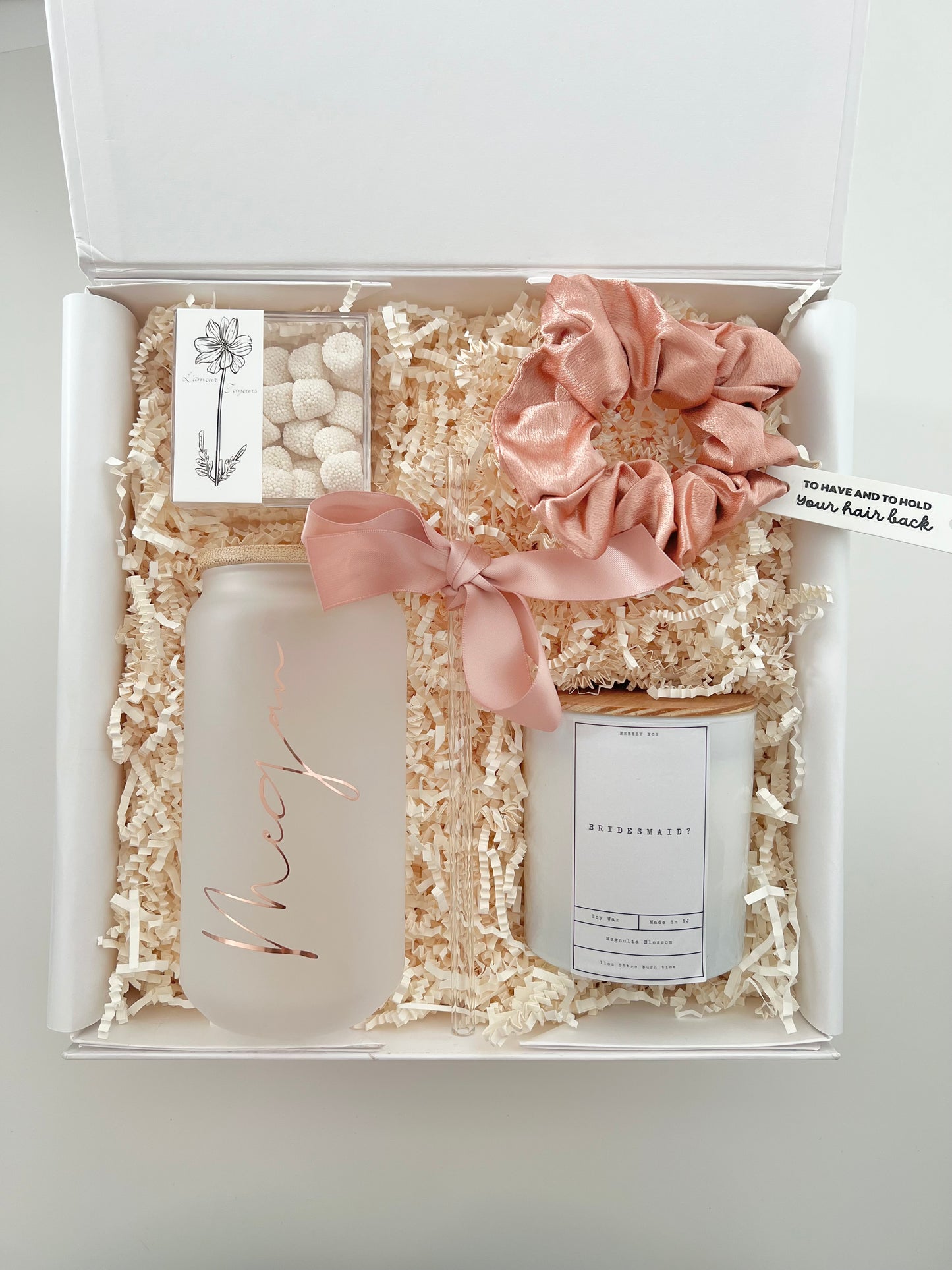 Bridesmaid Proposal Box frosted tumbler and hanger
