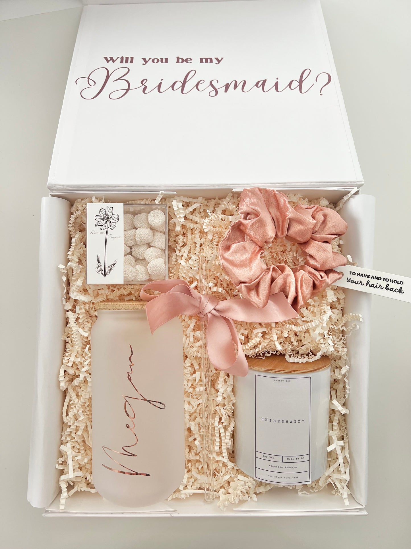 Bridesmaid Proposal Box frosted tumbler and hanger