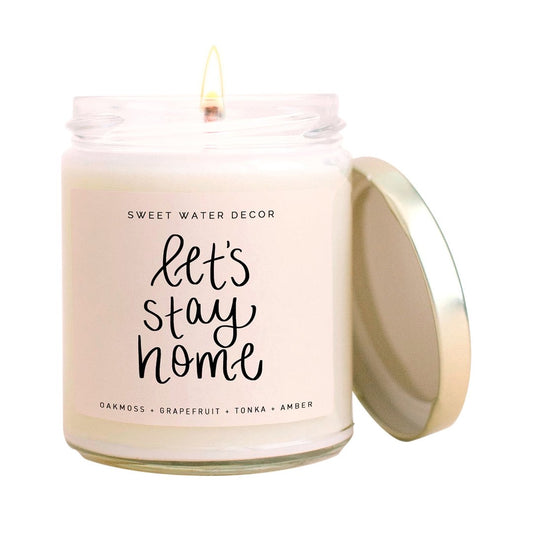 Soy candle with let’s stay home label